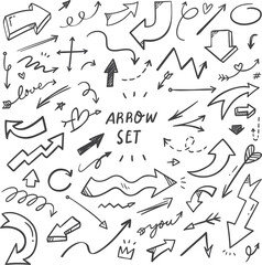 Set of Hand drawn arrows doodle