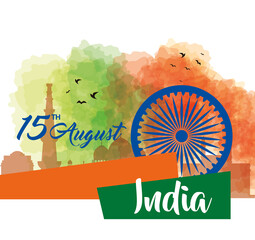 indian happy independence day, celebration 15 august, with ashoka chakra and decoration