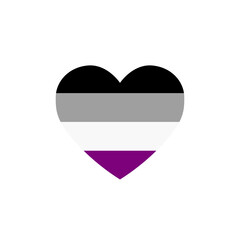 asexual flag heart, LGBT community flag, vector color illustration