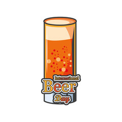 International beer day with glass detailed style icon vector design