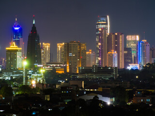 Fototapeta na wymiar Night panorama of the capital of Indonesia - Jakarta.