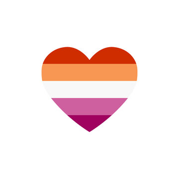 lesbian flag heart, LGBTQ community flag, vector color illustration