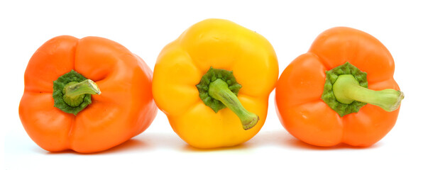 fresh pepper vegetables isolated on white background