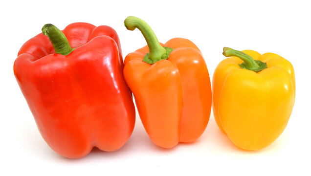 fresh pepper vegetables isolated on white background