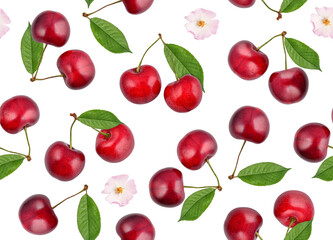 Seamless pattern with cherry berries