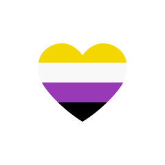 nonbinary flag heart, LGBTQ community flag, vector color illustration