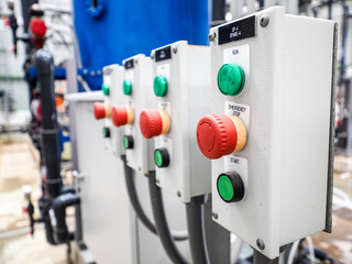 Bottom switch control panel outdoor type for command pump in power plant.