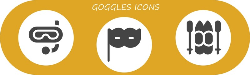 Modern Simple Set of goggles Vector filled Icons