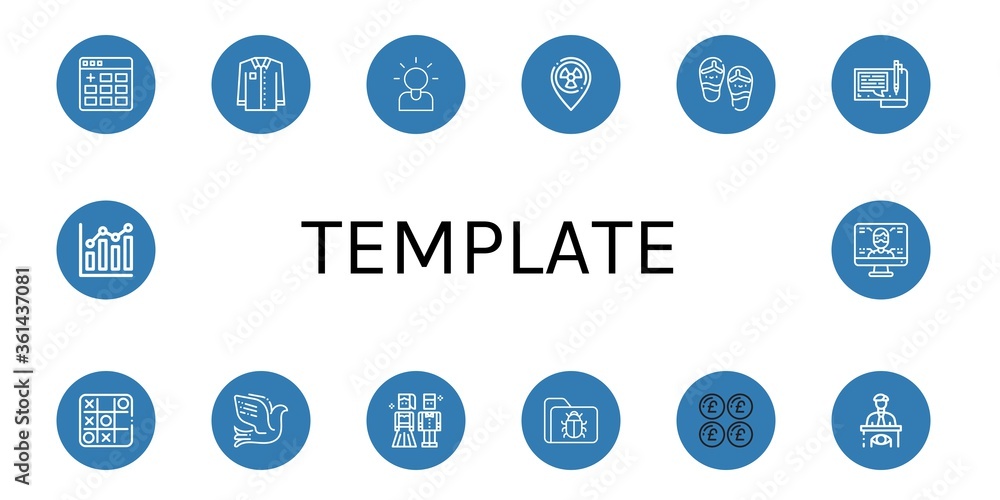 Poster template simple icons set