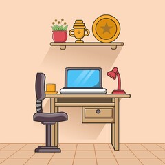 Workspace with office elements