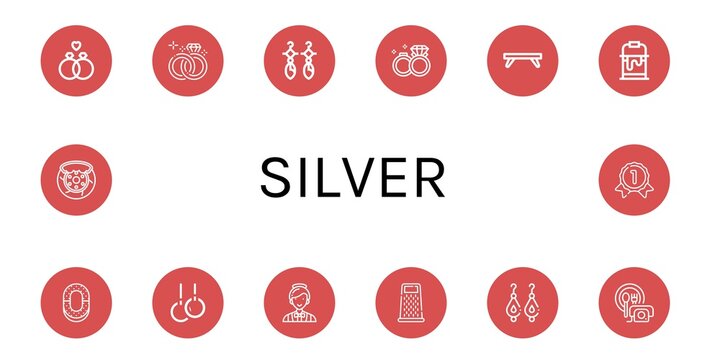 silver icon set