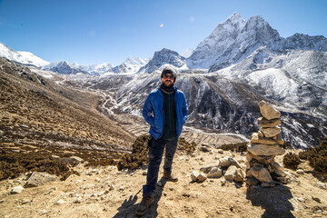 White young male hiker in the Himalayas
