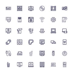 Editable 36 electronic icons for web and mobile