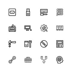 Editable 16 hardware icons for web and mobile
