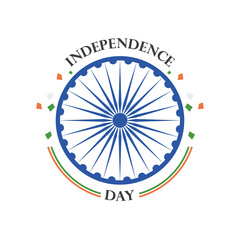 ashoka wheel of happy india independence day detailed style icon vector design