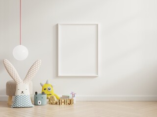 Mock up posters in child room interior.