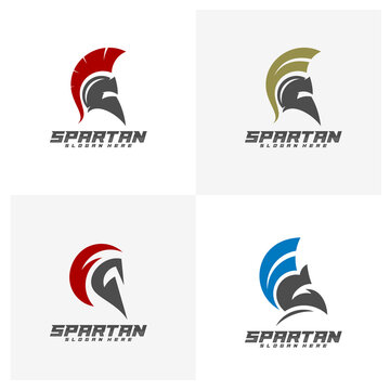 Set of Spartan Logo Design Vector, Sparta Logo Design Template, Spartan Helmet Logo, Icon Symbol