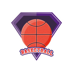 ball on shield of basketball detailed style icon vector design