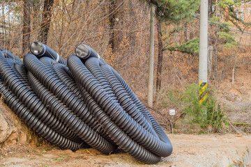 Black industrial corrugated pipe
