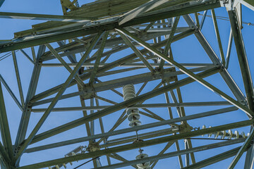 Looking through electrical tower