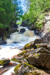 Fototapeta premium Long Slide Falls, Marinette County, Wisconsin June 2020 on the North Branch Pemebonwon River