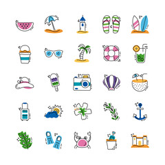 bundle of summer vacations set icons