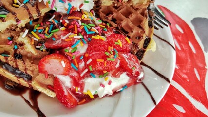 waffle and sweet ice cream