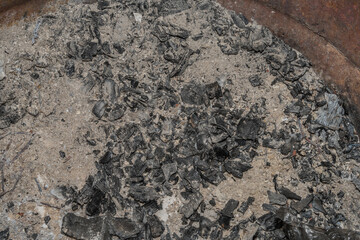 View inside rusty metal fire pit