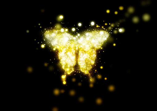 金色に光輝く抽象的な蝶