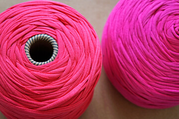 Pink woolen threads 