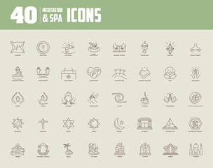 Spa and meditation set of icons