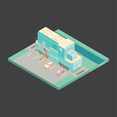 Isometric train station