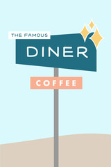 Mid-Century Neon Diner Sign Vector