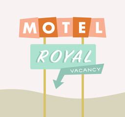 Mid-Century Highway Motel Sign Vector