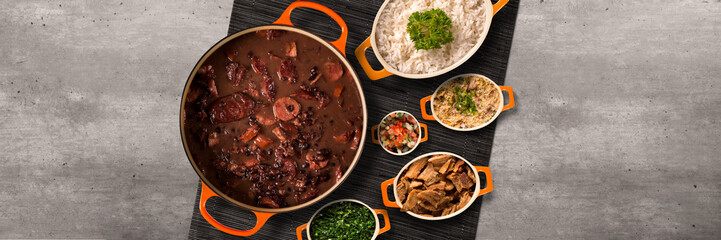 Brazilian Feijoada Food. Top view