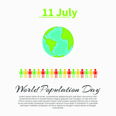 Illustration, Poster Or banner Of World Population day. July 11 - world population day. Vector illustration of a Text Space Background for World Population Day.