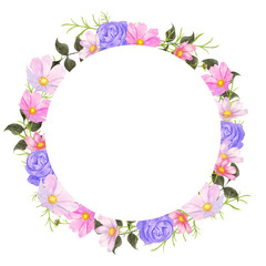 薔薇とコスモスのフレーム