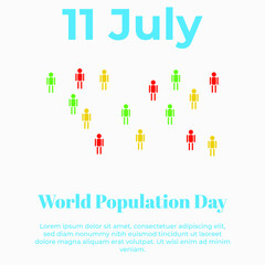Illustration, Poster Or banner Of World Population day. July 11 - world population day. Vector illustration of a Text Space Background for World Population Day.