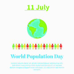 Illustration, Poster Or banner Of World Population day. July 11 - world population day. Vector illustration of a Text Space Background for World Population Day.