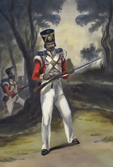 19th Century, British Indian Army Soldier. Bengal Infantry. Illustration.