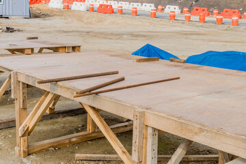 Work tables at construction site