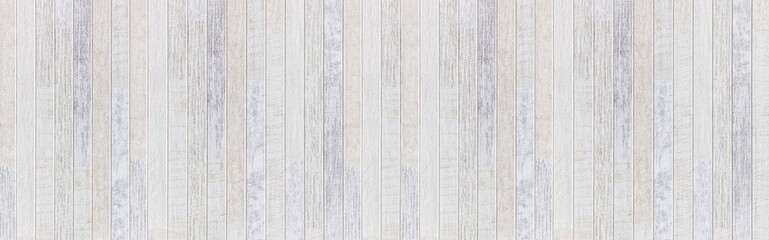 Panorama of Wood plank white timber texture background.Vintage table plywood woodwork hardwoods at summer for copy space.