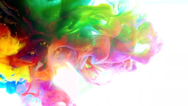 4K , Color paint drops in water. Colorful ink in water, 4K footage luxury colors.
