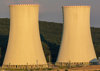 Nuclear power plant cooling towers detail.