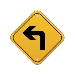 Left turn road sign