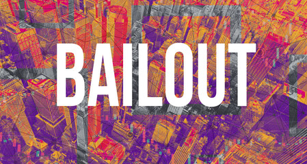 Fototapeta premium Bailout theme with Manhattan New York City skyscrapers