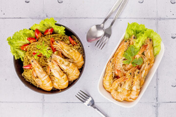 Baked shrimp with glass noodles