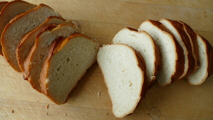 wheat flour bread cut into portions