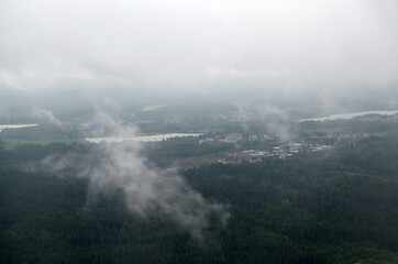Fototapeta premium Suburbs of Oslo. View from the airliner of Tallinn - Oslo.