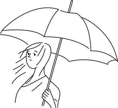 傘をさす悲しげな表情をした若い女性の線画イラスト Stock Vector Adobe Stock 傘をさす悲しげな表情をした若い女性の線画イラスト Stock Vector Adobe Stock